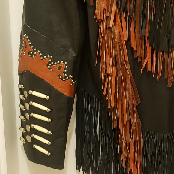 Vintage Fringe Leather Biker Jacket - XL - Picture 3 of 11